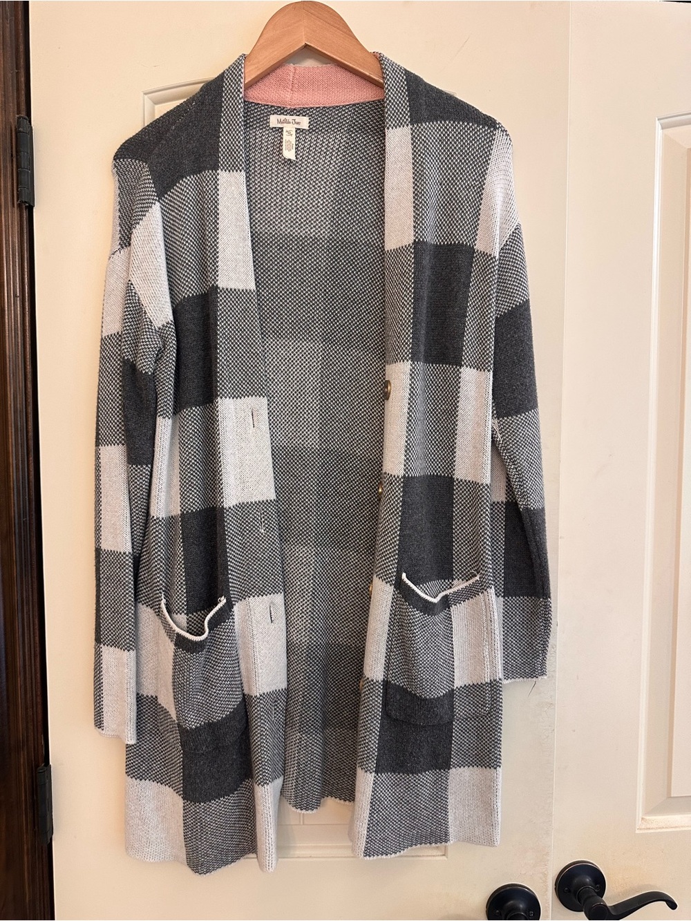 Matilda Jane Black and White Buffalo Check Open Cardigan